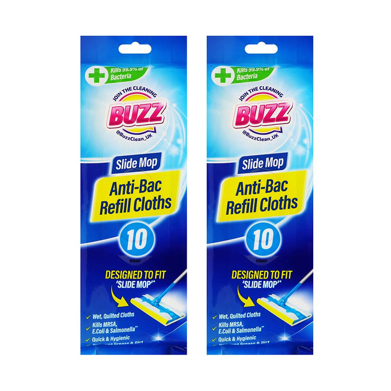 Buzz Slide Mop Anti Bacterial Refill Cloths 10Pack