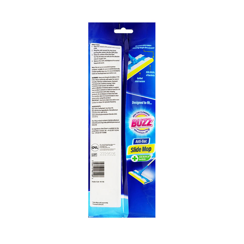 Buzz Slide Mop Anti Bacterial Refill Cloths 10Pack