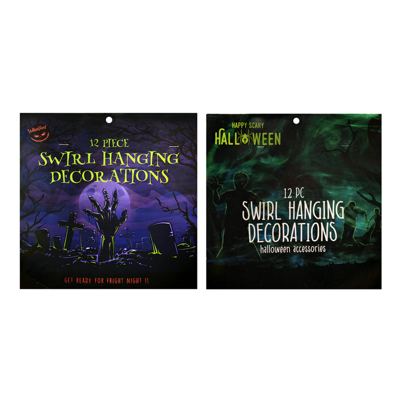 12 Pieces Halloween Swirl Hanging Decoration Assorted