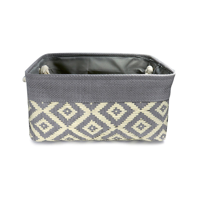 Grey Woven Diamond Storage Basket