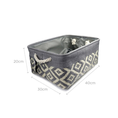 Grey Woven Diamond Storage Basket