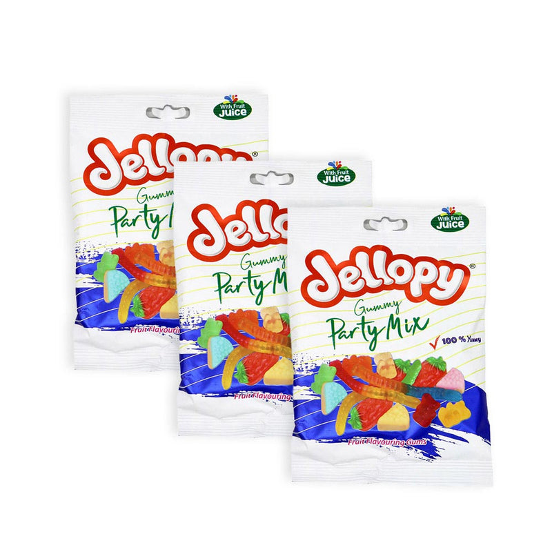 Jellopy Gummy Party Mix Fruit Flavour Gum 160g x 3Pack