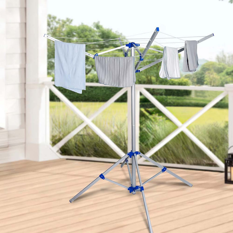 4 Arm Rotary Umbrella-Style Washing Line Airer Portable Foldable Clothes Drying Rack