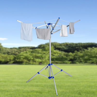 4 Arm Rotary Umbrella-Style Washing Line Airer Portable Foldable Clothes Drying Rack