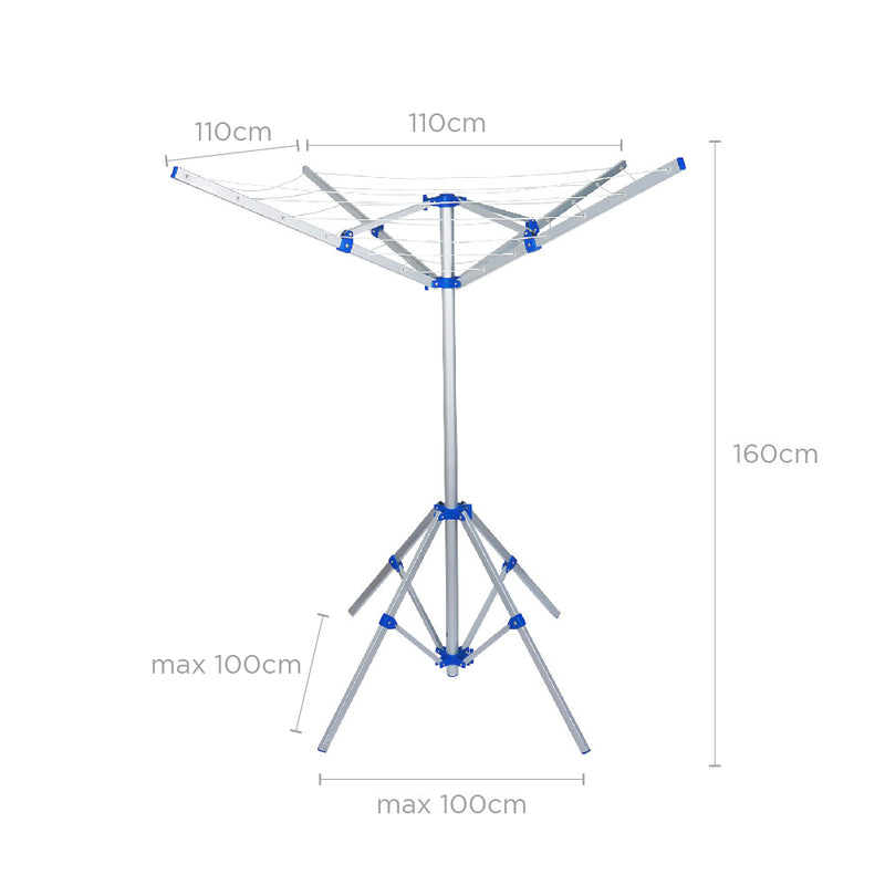 4 Arm Rotary Umbrella-Style Washing Line Airer Portable Foldable Clothes Drying Rack