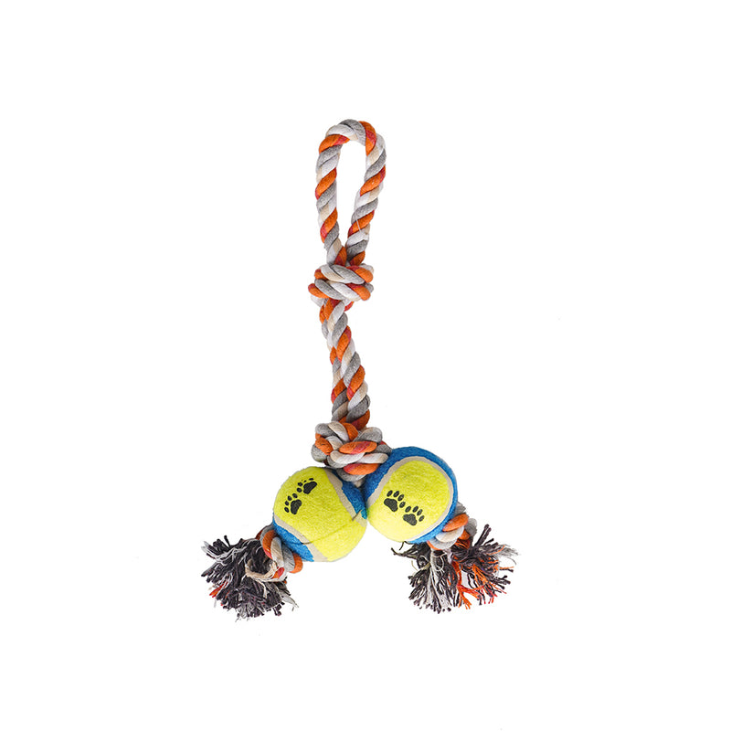 Dog Chew Toys Natural Cotton Rope (Doule Balls)