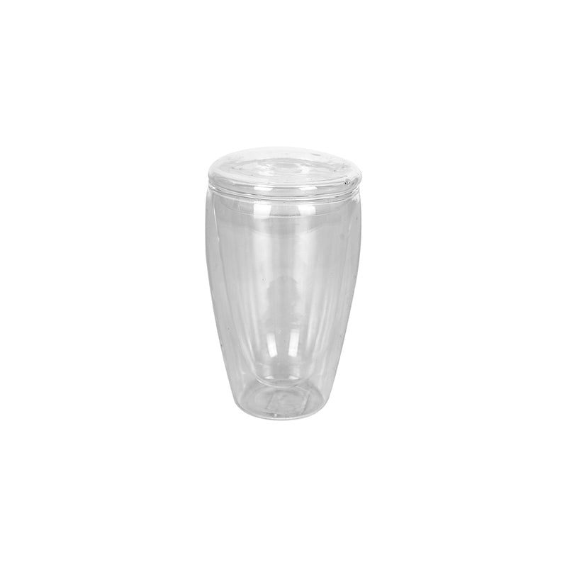 Double-Walled Heat-Resistant Glass Cup with Glass Lid 350ML