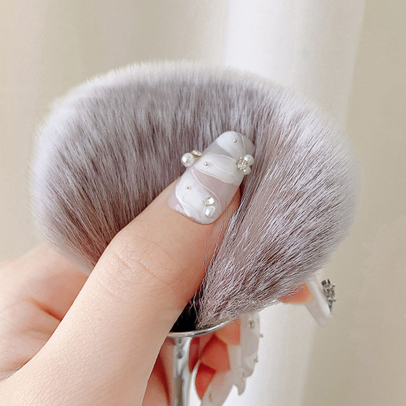 Multi-Purpose Nail Powder Brush Silver Handle