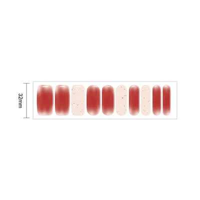 Vermilion Red and White Gel Nail Self-adhesive Stickers Pack of 10