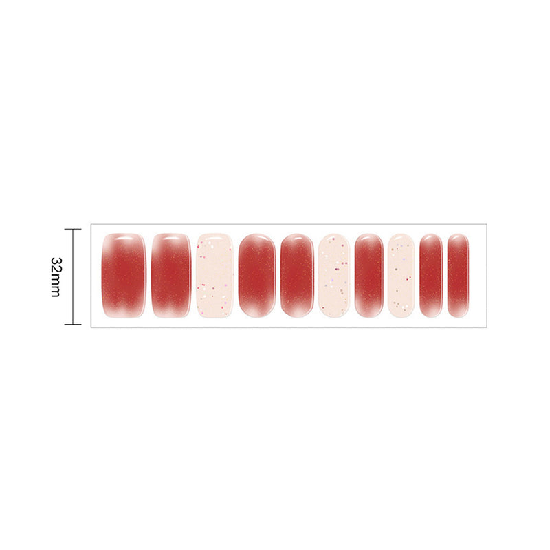 Vermilion Red and White Gel Nail Self-adhesive Stickers Pack of 10