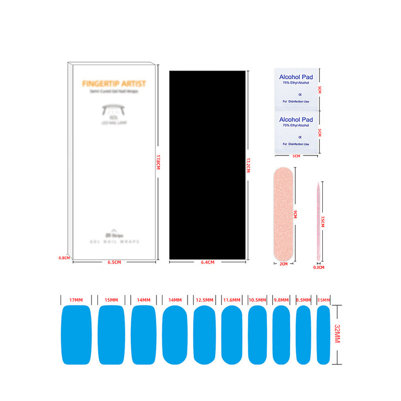 Vermilion Red and White Gel Nail Self-adhesive Stickers Pack of 10
