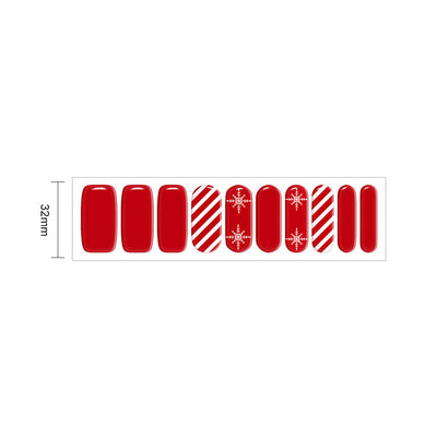 Christmas Red with Snowflake Gel Nail Self-adhesive Stickers Pack of 10