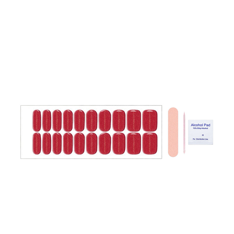 Giltter Red Gel Nail Self-adhesive Stickers Pack of 20