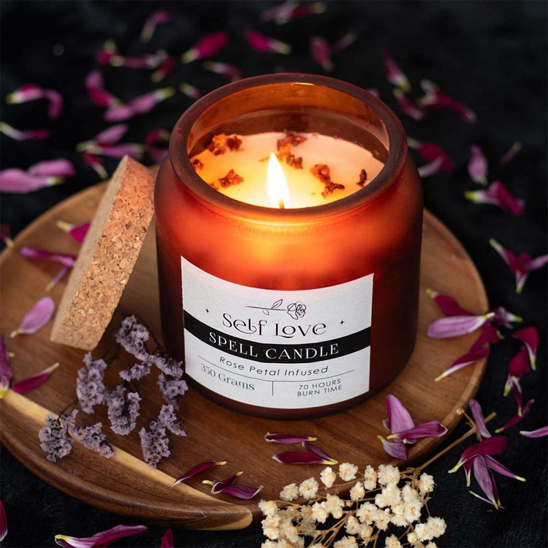 Rose Petal Infused Self Love Spell Jar Candle