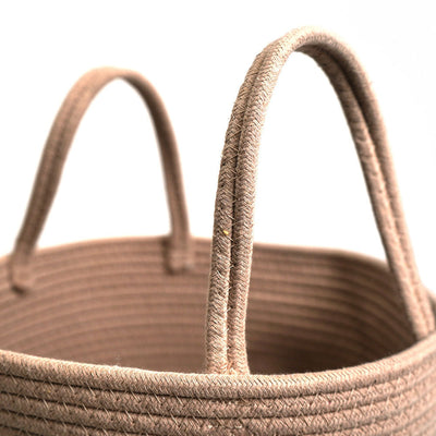 Woven Cotton Rope Storage Basket With Handle
