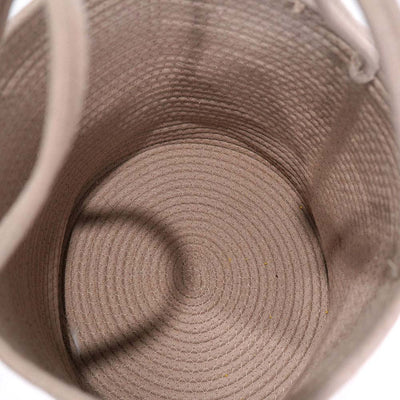Woven Cotton Rope Storage Basket With Handle