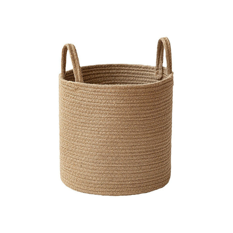 Woven Cotton Rope Storage Basket With Handle