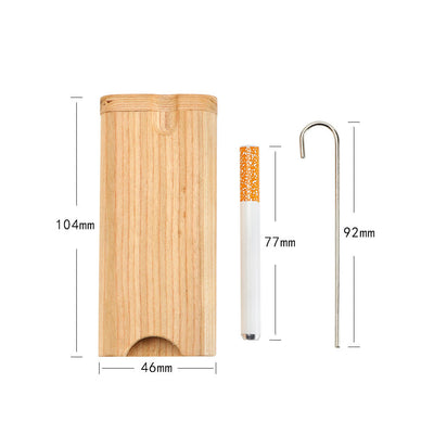 Portable One Hitter Pipe Wooden Box with Clean Hook