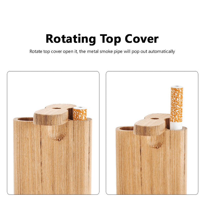 Portable One Hitter Pipe Wooden Box with Clean Hook