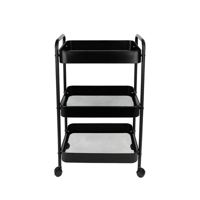 3-Tier Slim Metal Storage Trolley Black