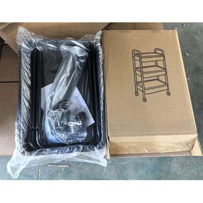 3-Tier Slim Metal Storage Trolley Black