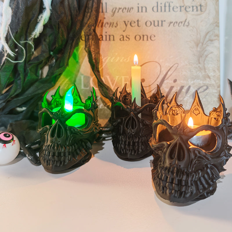 3D Tealight Decor Crown Skull Candle Holder