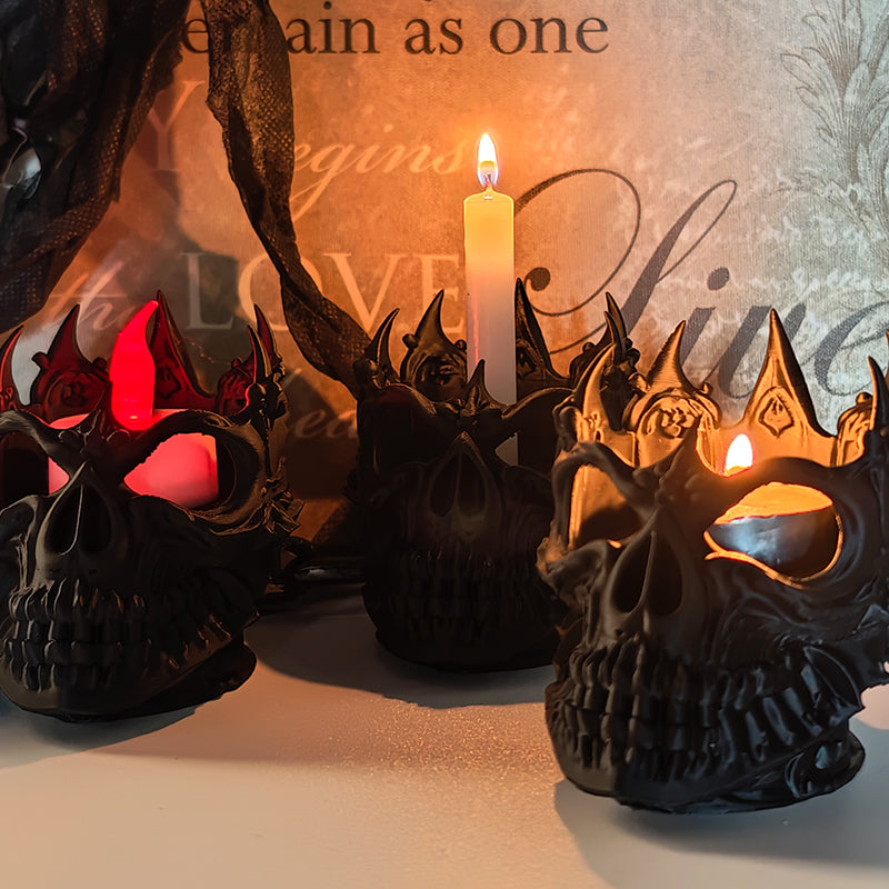 3D Tealight Decor Crown Skull Candle Holder