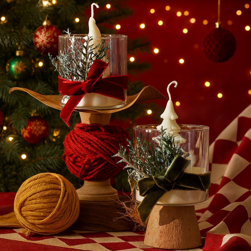 Christmas Scented Glass Jar Candle 120g Festive Tree & Gonk Design