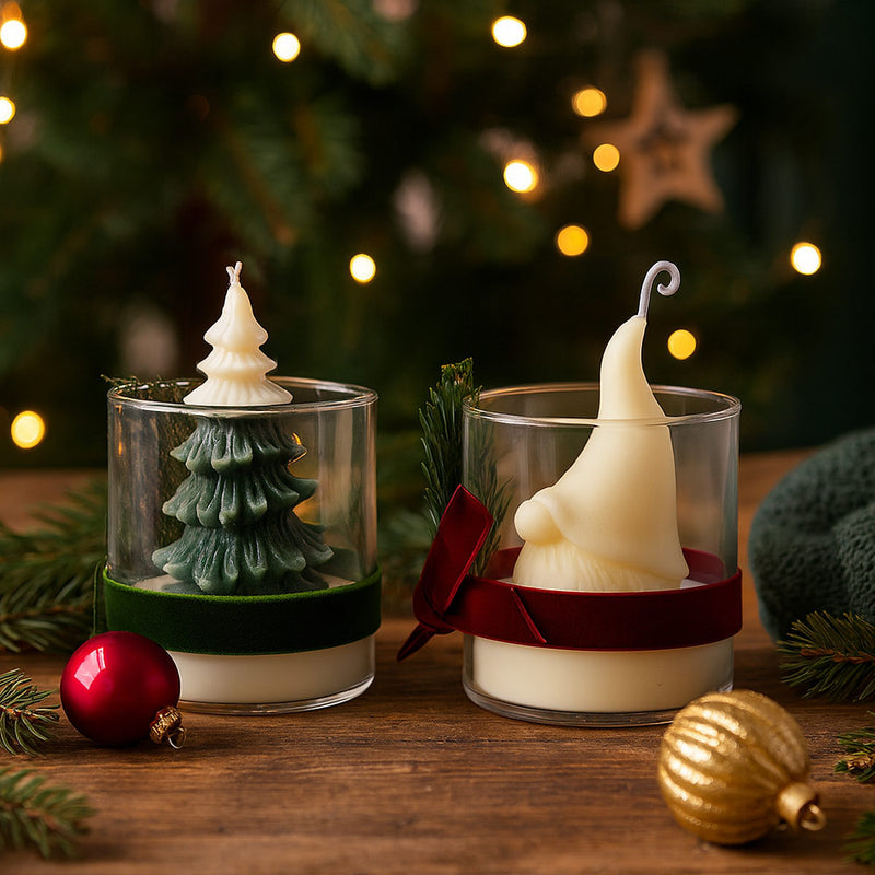 Christmas Scented Glass Jar Candle 120g Festive Tree & Gonk Design