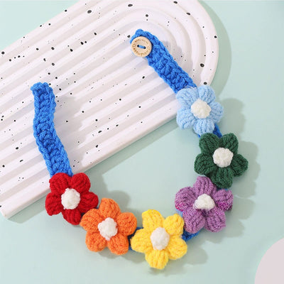 Pet Knitted Collar with Handmade Woven Flower Design