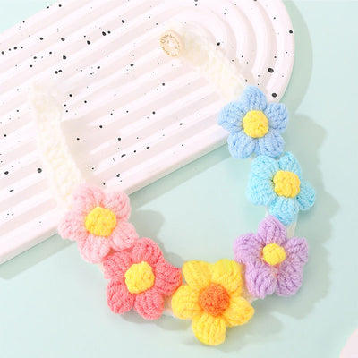 Pet Knitted Collar with Handmade Woven Flower Design