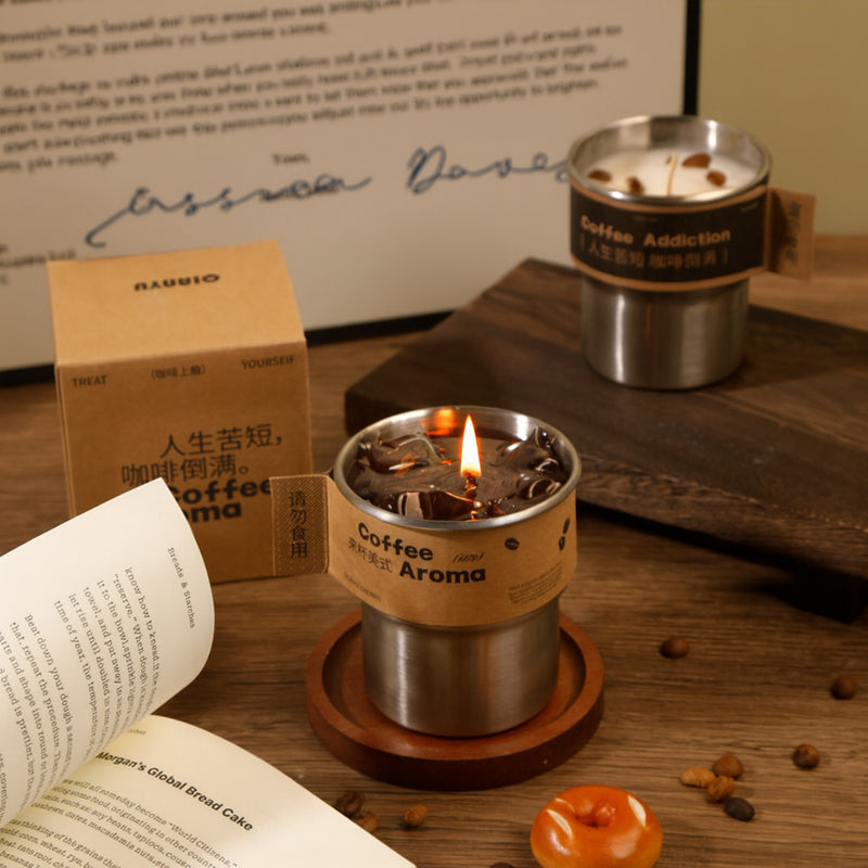 Hazelnut Latte Coffee Cup Scented Jelly Wax Candle 350g