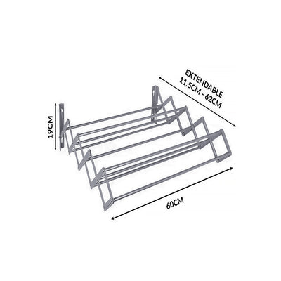 Stainless Steel Wall Hanging Folding Clothing Airer Drying Rack - Grey