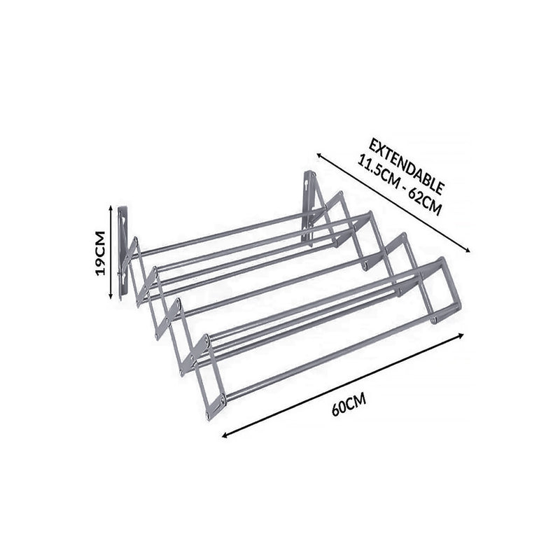 Stainless Steel Wall Hanging Folding Clothing Airer Drying Rack - Grey