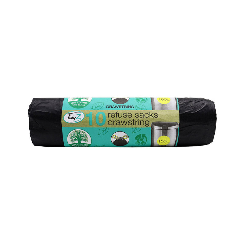 Refuse Sacks with Drawstring 10PK 100L