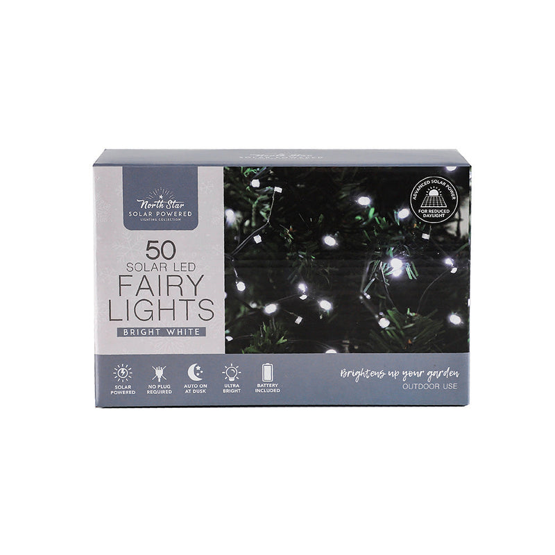 50 Winter Solar LED Lights White Glow