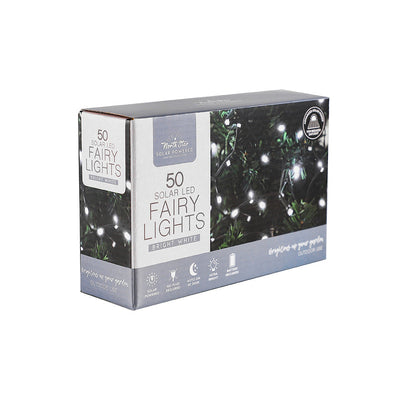 50 Winter Solar LED Lights White Glow