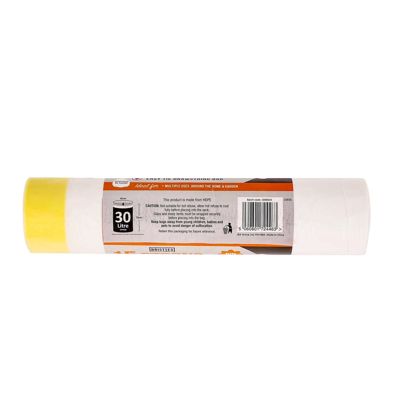 Drawst White Tall  Bin Liners 30L 15S