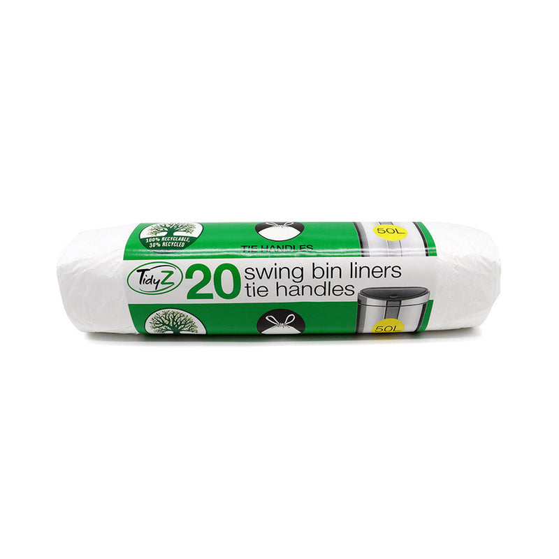 TidyZ Swing Bin Liners With Tie Handles 20PK 50L