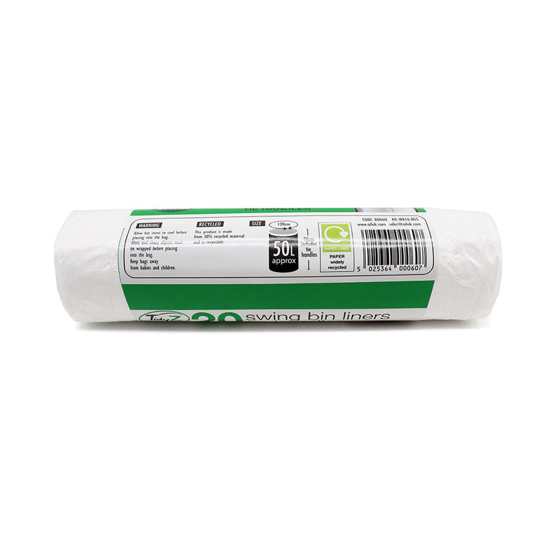 TidyZ Swing Bin Liners With Tie Handles 20PK 50L