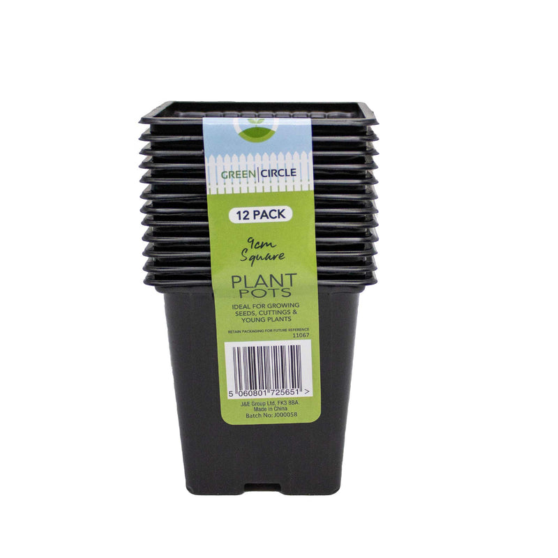 Square Black Pots 9cm 12PK