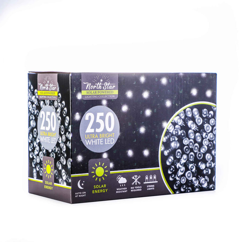 250 LED Solar Powered Fairy Sring Lights Bright White