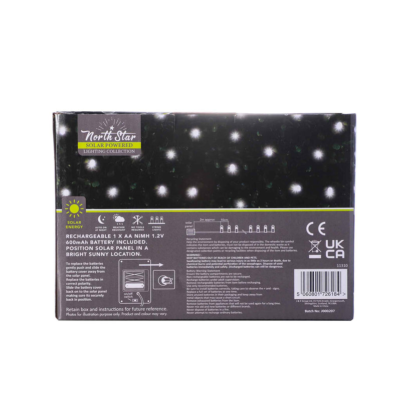 250 LED Solar Powered Fairy Sring Lights Bright White