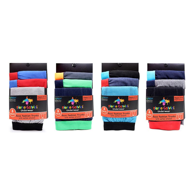Pierre Calvini Boys Classic Hipster Underwear Assorted 3Pack