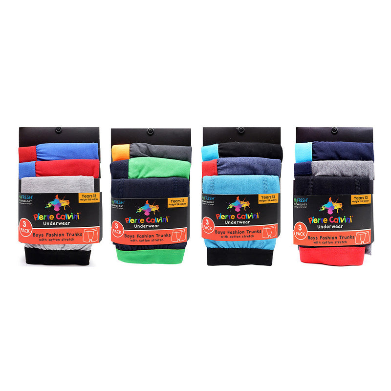 Pierre Calvini Boys Classic Hipster Underwear Assorted 3Pack