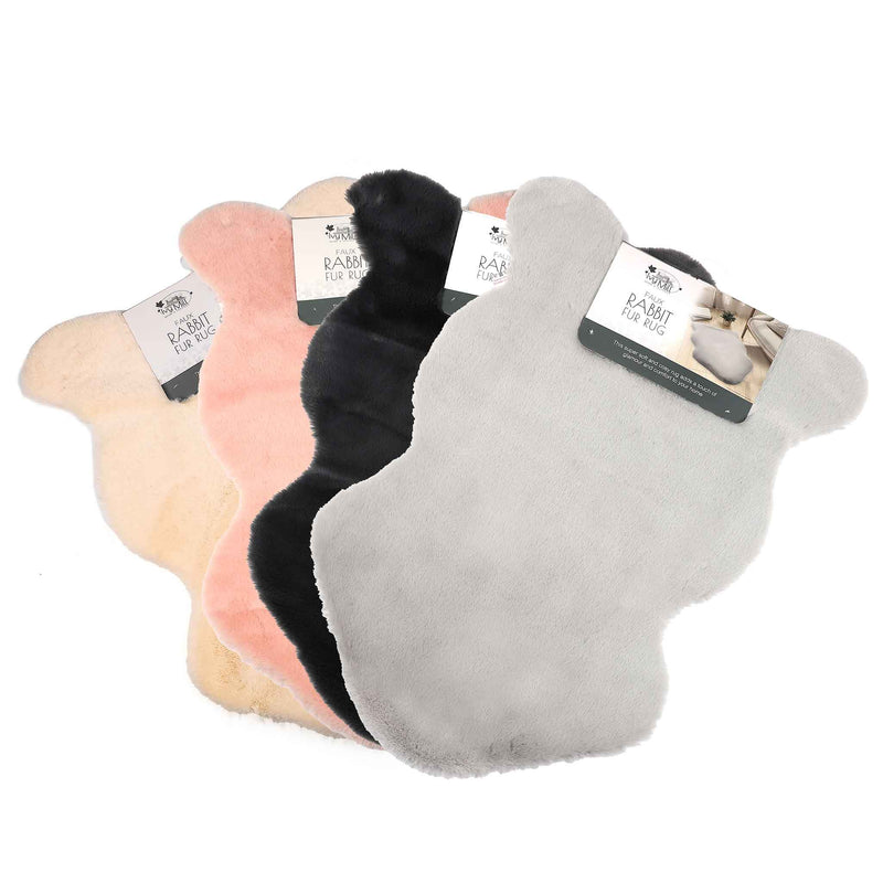 Faux Rabbit Fur Rug Pink&Grey&Charcoal&Cream