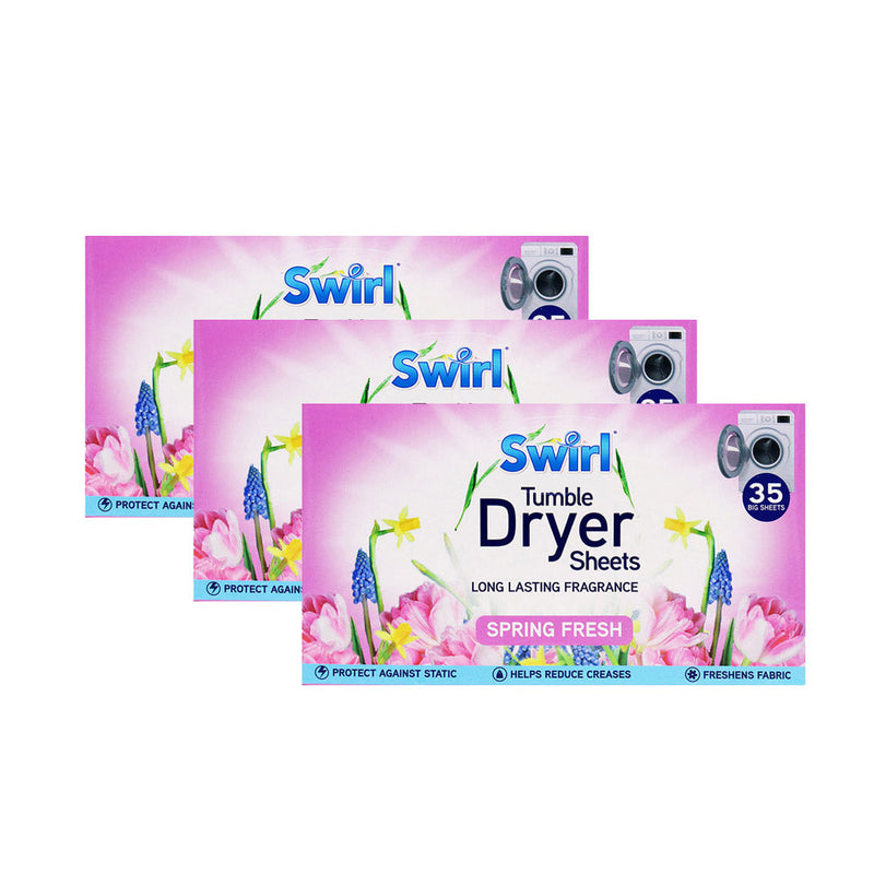 Swirl Tumble Dryer Sheets Spring Fresh 35 Sheets