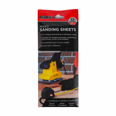 Hook & Loop Mixed Sanding Sheets 12Pieces