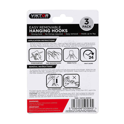 Removable Hanging Wall Hooks Chrome 3PC