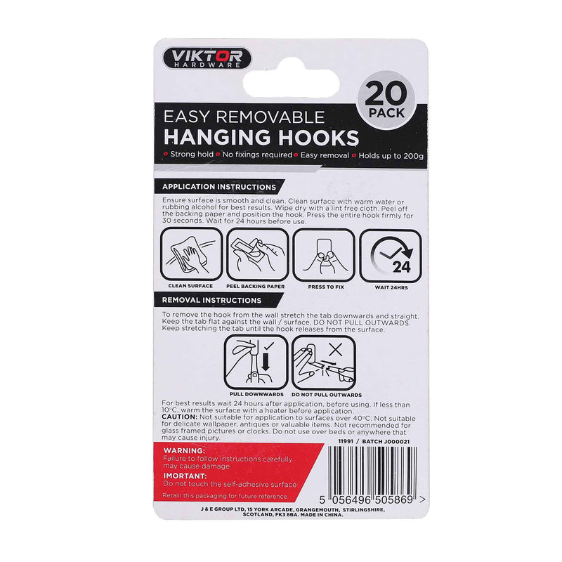 Removable Hanging Hooks Clear 20PC